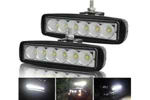 SAFEGO Kashine Faro da Lavoro Barra LED 18W Luci da Lavoro a LED Inondazione Fendinebbia Luce Impermeabile 6000K Floodlight Faretti Led Auto Moto per Off Road 4x4 SUV ATV UTV Camion