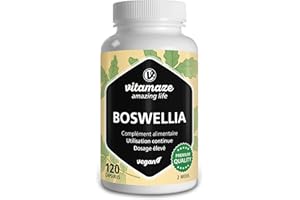 VITAMAZE - AMAZING LIFE Boswellia Serrata Gélules 9.000mg 10:1-120 Gélules Végétalien D'Extrait par Dose Quotidienne - 85% D'Acide de Boswellia, 100% de Boswelia Serrata Indien, Made in Germany