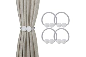 HONGP Magnetic Curtain Tie Backs, 4PCS Magnetic Clips Rope Holders for Home Office Hotel Window Decoration (Silver)