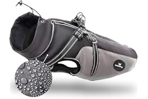 DOGOPAL Dog Raincoat with Built-in Harness - Waterproof Dog Coat - Reflective Rain Jacket for Small and Large Dogs (Grey, #5)