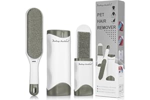 Bailey & Buddies Pet Hair Remover Lint Brush with Self-Cleaning Base & Travel Kit – Reusable Double-Sided Fur Remover & Lint Roller for Dogs & Cats – Clothes Sofa Carpet Furniture Car Fluff Cleaner