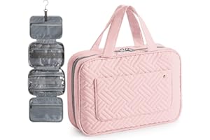 Virklyee Neceser de Viaje Bolsa de Maquillaje Colgante Bolsa de Cosméticos Plegable Organizador de Cosméticos de Terciopelo Bolsa de Enjuague Multifuncional Bolsa de Afeitar para Baño(Rosa)