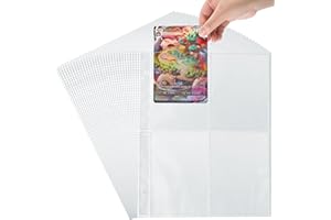 Jinhuaxin 400 Pockets Leere Sammelalbum, 50 Seiten Doppelseitige Kartenhüllen, 8 Taschen pro Seite Sammelkarten Hüllen, Leere Sammelmappe Karten Folien, Transparent Sammelkarten Album Hüllen 3 Löcher