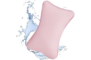 YOUNLEN Almohada de baño, Cojín de Baño, Almohada de Bañera, Cojín de Bañera con 2 Ventosas Antideslizantes, Almohada Ergonómica para Bañera de SPA,Lavable a Máquina(Rosa)