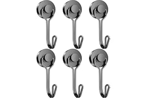 Grtard 6 Pack 25 lbs Magnetic Hooks Heavy Duty, Swivel Swing Neodymium Magnet Hooks, Strong Magnet with Hooks for Hanging, Refrigerator, Grill, Kitchen, Key Holder