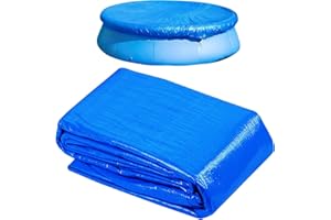 CHONGQILAO Poolabdeckung Rund, Round Pool Cover Poolabdeckplane Ø 220 cm, Pool Abdeckplane, Schwimmbad Poolabdeckung, Plane Schutzplane für 183 cm Runde Pools, Winddicht, Regenfest, Staubdicht