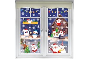 VEYLIN Lot de 8 feuilles d'autocollants de Noël pour fenêtre