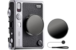 MUZIRI KINOKOO Lens Cap for Fuji Instax Mini EVO Instant Camera, Premium Plastic Mini EVO Lens Cover in Flocking Internal with Anti-Loss Rope - Black