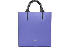 Parubi Femme Sac à Main en Cuir Souple Véritable, Fabriqué en Italie, Sac Rectangulaire avec Poignées et Sangle Contrastée, Sac Minimal Tote Bag Taille Moyenne (Clizia)