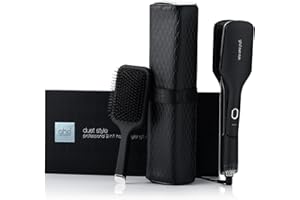 GHD - Coffret Duet Style - Lisseur Séchant 2-en-1 (Noir), Brosse & Pochette incluses. Sèche & Lisse Simultanément Sans Dommage Thermique ni Frisottis sur Cheveux Mouillés. Tous Types de Cheveux