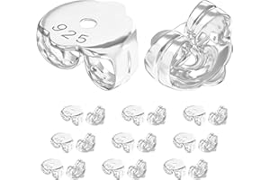 Aeon Jewellery Replacement Earring Backs - 10 Pairs (20 pcs) | 925 Sterling Silver Butterfly Safety Backings | Polishing Cloth Included