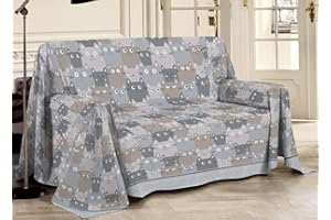 CAPITANCASA Telo Arredo Copritutto 100% Cotone Pensieri Delicati Fantasia Happy Cat Matrimoniale Grigio