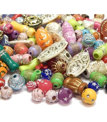 YIEUR 250 Stück Acryl Perlen Set - Bunte Bastelperlen Mit Loch Für Schmuck
