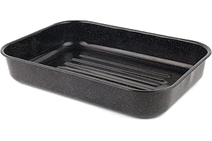 Russell Hobbs CW11431 42 cm glaskropp emalj djup stekpanna, diskmaskinssäker ugnsform, kolstål non-stick-beläggning bakform