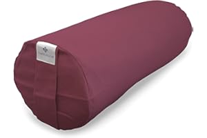 TEMPELWELT Coussin de méditation Rond de Bodhi Coussin de yoga 36 x 15 CM, Housse en coton lin Bordeaux Bordeaux, garnissage perles polystyrène EPS aux personnes allergiques, coussin Zafu Yoga