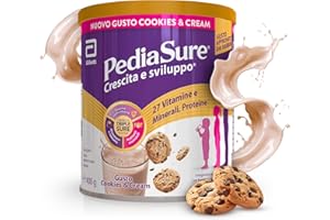 PEDIASURE Crescita e Sviluppo, Integratore Alimentare per Bambini da un anno in su, Multivitaminico con 27 Vitamine e Minerali e Proteine, Confezione 400g, gusto Cookies & Cream