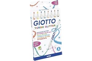 GIOTTO TURBO GLITTER FELT TIP FIBRE TIP PENS - GLITTERED PENS WALLET OF 8