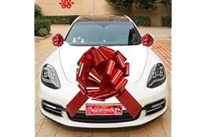 Chexin Lazo grande rojo para coche, lazo XXL con cintas, 600 cm, gran lazo de regalo, arco de coche, lazo grande para cumpleaños, regalo de cumpleaños, bicicleta, boda, Navidad