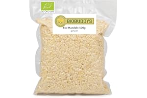 ‎BIOBUDDYS Bio Mandeln gehackt 500g | naturbelassen & ungeschwefelt | Backen, Müsli, Toppings | Vegan, Rohkostqualität, ohne Zusatzstoffe