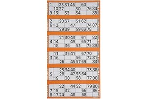 Bingosupermarket Bingo Flyers sheets of 6 in 3 booklets 450 Tickets 75 Strips 1-90 (Orange)