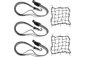HOOPOE Corda Elastica,Elastico Portapacchi Bicicletta,Cinghia Elastica Moto,2 Pezzi Rete Elastica+3 Pezzi Corde Elastiche Con Gancio per Portapacchi,Portabagagli,Moto