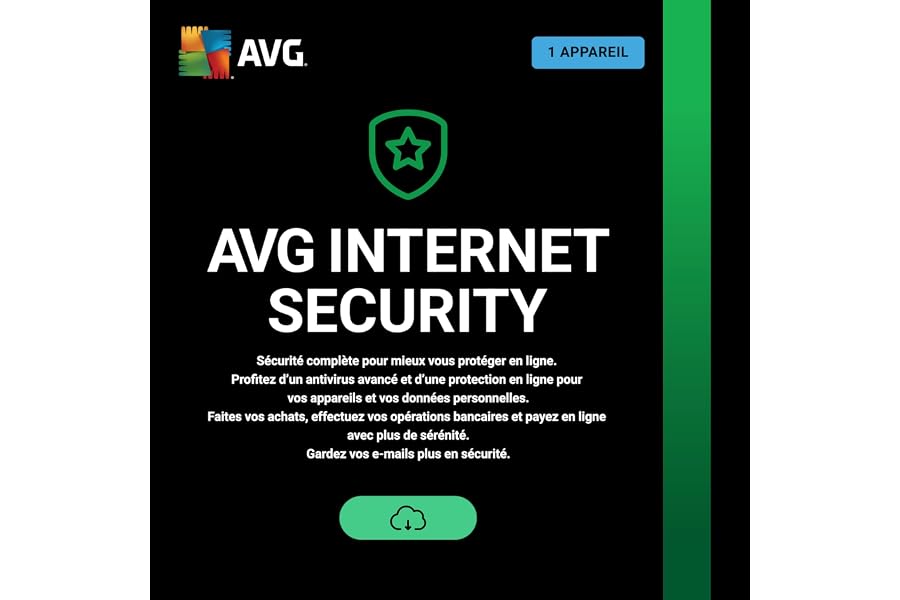 AVG Internet Security 2025 | 1 appareil |Antivirus| 1 An | Code d'activation envoi par email