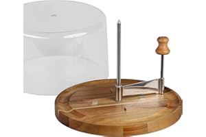 Kesper | Affettatrice per formaggi con cappuccio in legno di acacia certificato FSC | Ø 21,7 cm | Perfetto per formaggio Tête de Moine