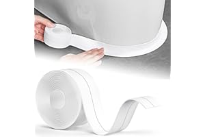 Chiosa Joint Silicone Blanc Salle de Bain, 10m*38mm Joint Baignoire, Ruban D'étanchéité, Anti-Moisissure et Imperméable, Plinthe Souple Autoadhésive Adapté à la Cuisine, les Toilettes