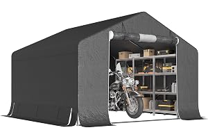 Outsunny garagetält 300 x 300 x 210 cm vattentätt cykelgarage med upprullbar ytterdörr och sidovägg fönster, handskar väderbeständiga carport förvaringstält utrustningstält för trädgårdsredskap cyklar