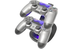 Eaxus® Controller Ladestation Geeignet für PS4 - Aufladestation mit LED Beleuchtung & USB Kompatibel mit PlayStation 4, Schwarz