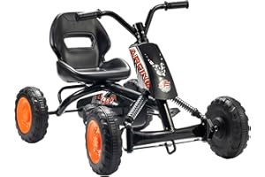 AIYAPLAY Pedal Go Kart, Kids Ride on Race Car Sporty Design with Steel Frame, Go Kart for Kids Ages 2-5 Years, Black