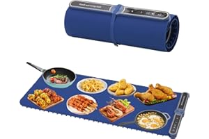 ARKYOMI Vassoio Riscaldante, Tappetino Riscaldante Cucina in Silicone Portatil, Scaldavivande Portatile Pieghevole Temperatura Regolabile per Buffet, Feste, Ristoranti, Eventi e Cene Domestiche