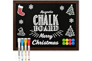DOLLAR BOSS Magnetic Chalkboard 45 X 60cm Wall Mounted Blackboard Kitchen Black Boards for Walls Notice Board Menu Chalk Board A2 Rustic Wooden Frame for Office bedrooms School Coffee Kitchen