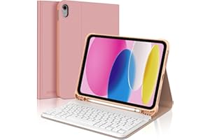 JADEMALL Étui Clavier pour iPad 10eme Generation 10.9", AZERTY Clavier Bluetooth Détachable Magnétique pour iPad 10 Generation 2022, Rose