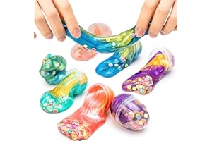 Schleim Kinder, RosyFate 6 PCs Schleim Eier Set, Ostern Slime Eggs, Antistress Spielzeug für Erwachsene und Kinder, Ostern Geschenk, Basket Stuffers, 4 * 6cm (Sternenhimmel-Typ A)