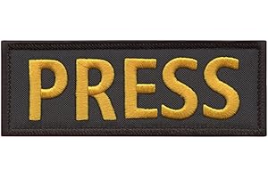 LEGEEON PRESS 5"x2" Black Body Armor Yellow Letters Tactical Vest Media Embroidered Nylon Hook Patch