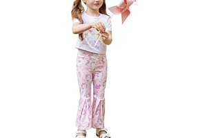 PATPAT Ropa Niña Conjuntos Niña 2 Pantalones Informales Acampanados Conjuntos Camisetas Manga Corta 3-12 años Fiesta Verano