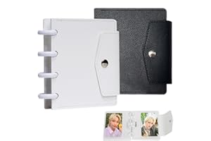 Babyfond 2pcs 3 Inch K-Pop Photo Card Holder, Book, Mini Photo Card Album, K-Pop Photo Card Holder with 40 Compartments Each (Black + White)