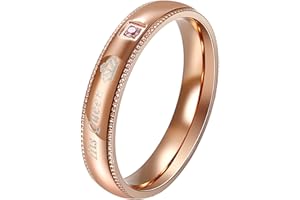 JewelryWe Anillo de Compromiso para Hombre y Mujer, de Acero Inoxidable, diseño de Mosaico con circonitas, Color Negro y Rosa