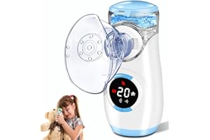 BIAOQINBO Inhalationsgerät mit Digitaler Anzeige, Inhaliergeräte für Erwachsene und Kinder, Inhalator Inhaliergerät Vernebler mit Gesichtsmaske & Mundstück, Ultraleicht Klein, Leicht zu Tragen (Blue)