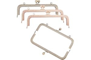 PH PandaHall Paquete de 4 marcos de metal con cierre de beso de 20 cm, marco cuadrado para bolso de mano, para manualidades, manualidades, bolsos, bronce antiguo/oro claro