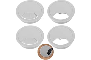 JIEYAO 4 przepusty kablowe, biurko, przepust kablowy, 60 mm, tworzywo sztuczne, przepust kablowy, okrągły, do stołu, biura, biurka (kolor szary)