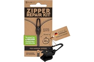 ZlideOn Zipper Repair Kit - Black, (L/5) - Pull Replacement for Sliders, for Narrow Zippers, Zipper Fixer Repair Kit for Dresses, Skirts, Shirts, Light Jackets and More