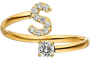 Purelei® Letter Ring - Women's Ring Made of Durable Stainless Steel - Waterproof Rings - Adjustable Rings from Size 50 to 60 - Fashion Jewellery for Your Individual Look