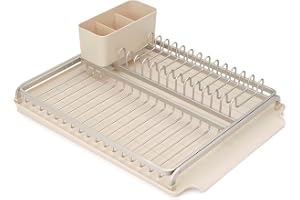 Brabantia SinkSide disktorkställ (mjuk beige), elegant handfatsorganisatör med avtagbar bestickkorg, mångsidig diskdränering för disk och kökstillbehör