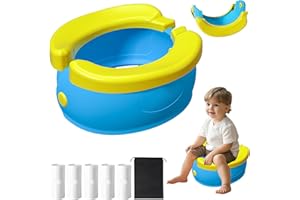 TZEKING TöPfchen fur Kinder,mit Reisetasche und 100 Stück Müllsäcke,TöPfchen Falttoilette Kinder,Töpfchen Training Sitze,Baby AuBen Innen Tragbar Reisetoilette Reisetöpfchen
