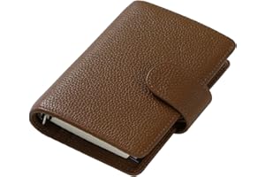 Moterm Terminarz z regularnymi pierścieniami A8 – organizer z prawdziwej skóry, portfel (żwirowo-czekoladowy, pierścień 15 mm)