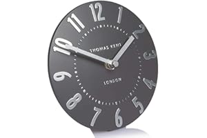 THOMAS KENT LONDON Thomas Kent Mulberry Design Mantel Clock in Graphite Silver - 6" London - Modern Minimalistic Round Wall Clock