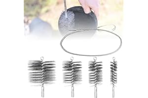 VEGOATY Ofenrohrbürste Set 4 Stück (30/50/80/150 Mm) Mit 1m Schubstange | Schornsteinbesen & Kaminbesen Aus Stahldraht | Bürsten Set Für Schornstein, Kaminrohr, Rauchrohr & Heizkesselbürste