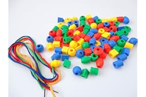 A2BSALES 60 Counting & Sorting Beads - 4 Threading Laces - Math Education Early Learning